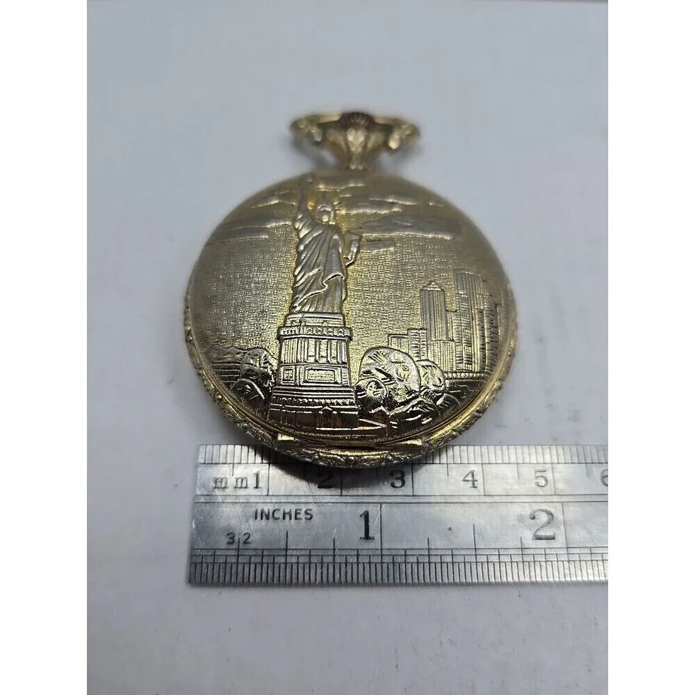 Statue Of Liberty Sutton Pocket Watch Quartz Commemorative 1886 1986 New Battery